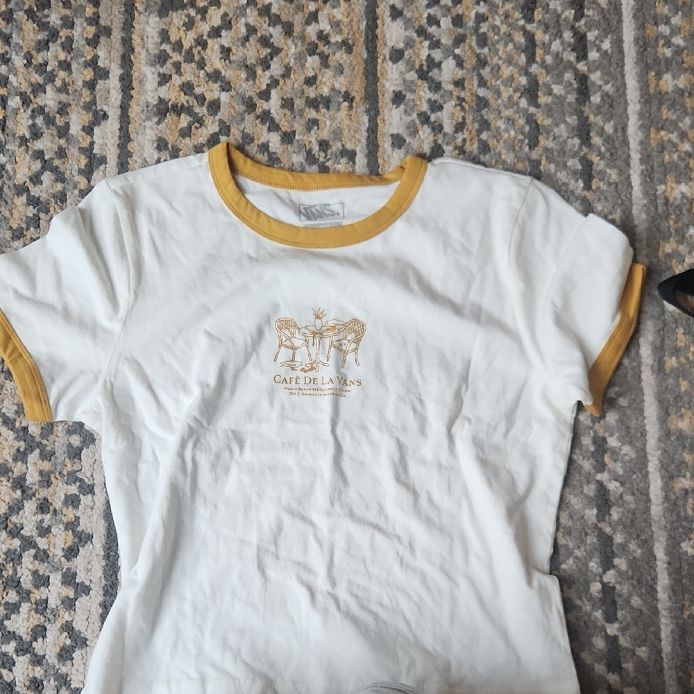 Vans White and Gold Crop Top